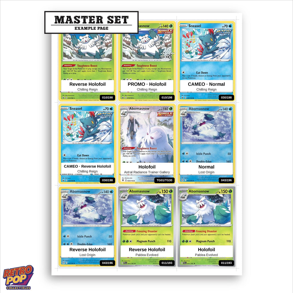 Printed Abomasnow Pokemon placeholders in binder - real photo 1