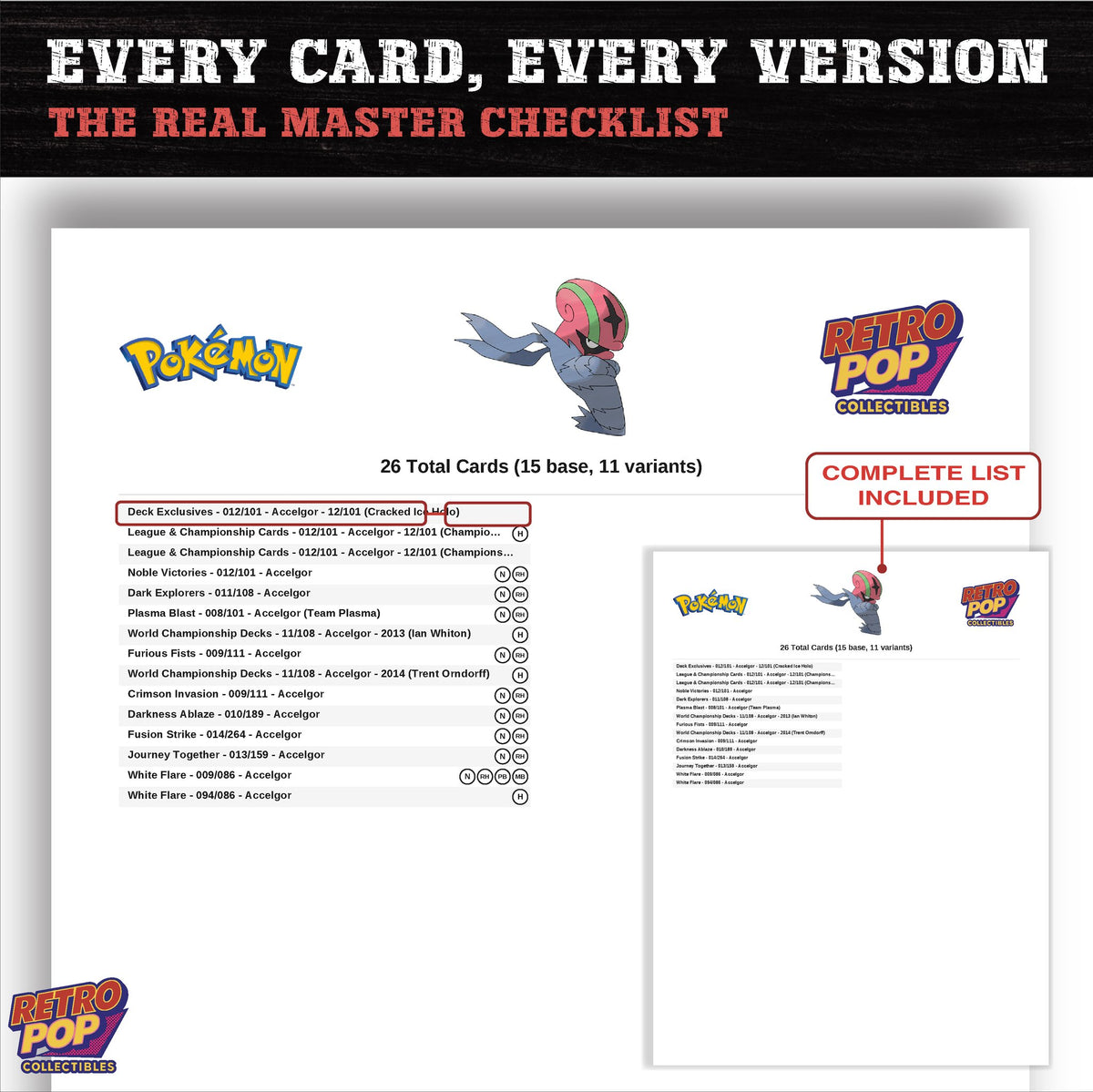 Accelgor master set checklist PDF preview - every card listed