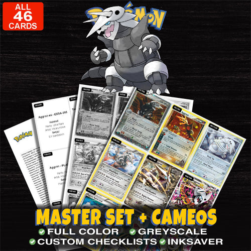 Every Aggron Pokemon card ever made - master set binder placeholders with Aggron ex