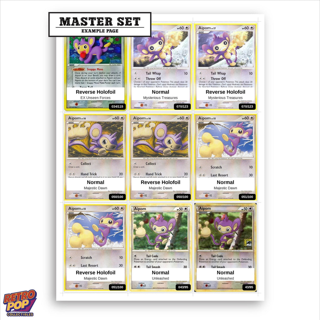 Printed Aipom Pokemon placeholders in binder - real photo 1