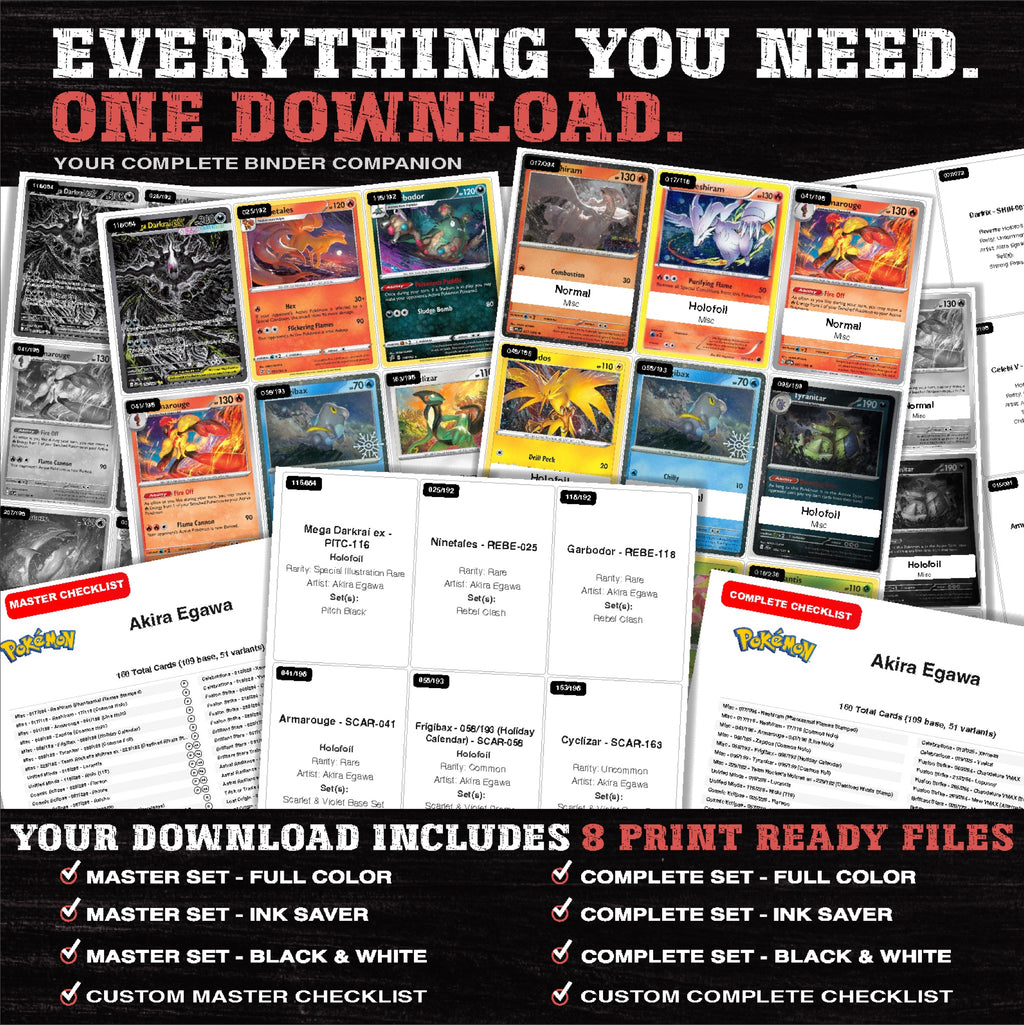 Everything included in the Akira Egawa master set download - 8 PDF files