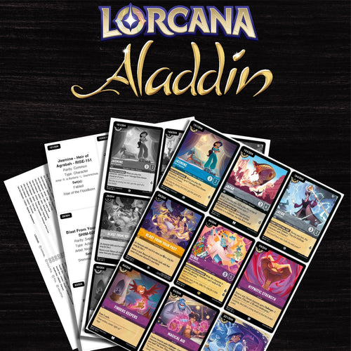 Aladdin Disney Lorcana binder placeholders printable PDF - includes Jasmine