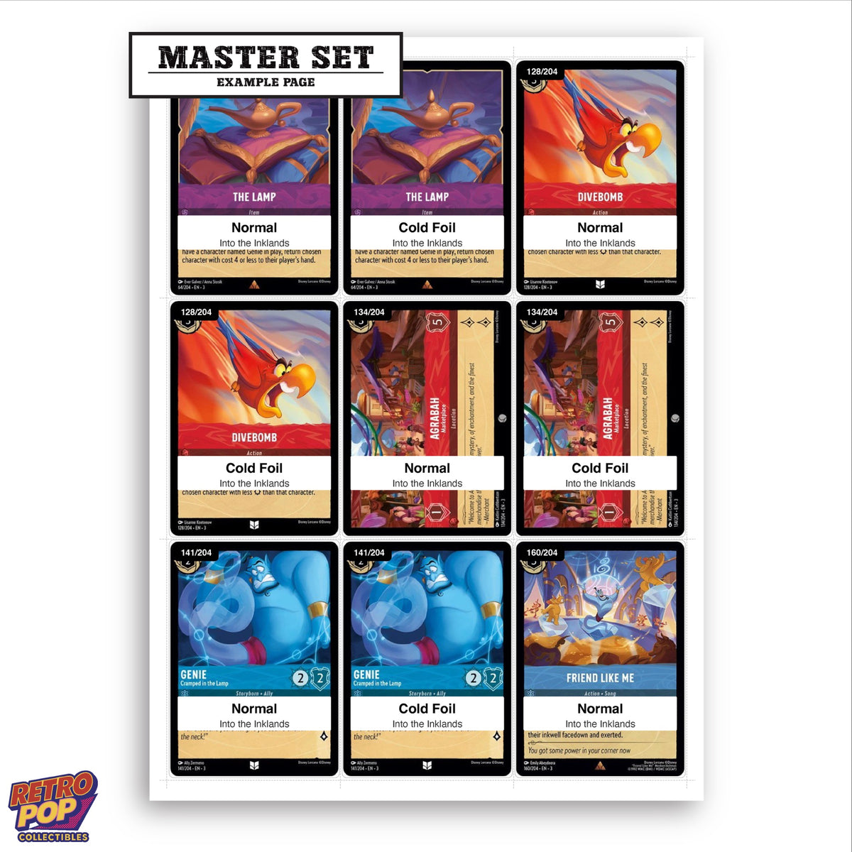 Printed Aladdin Lorcana placeholders in binder - real photo 1