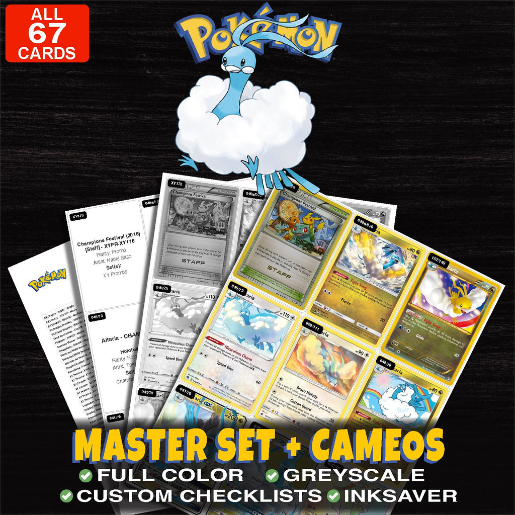 Every Altaria Pokemon card ever made - master set binder placeholders with Altaria ex