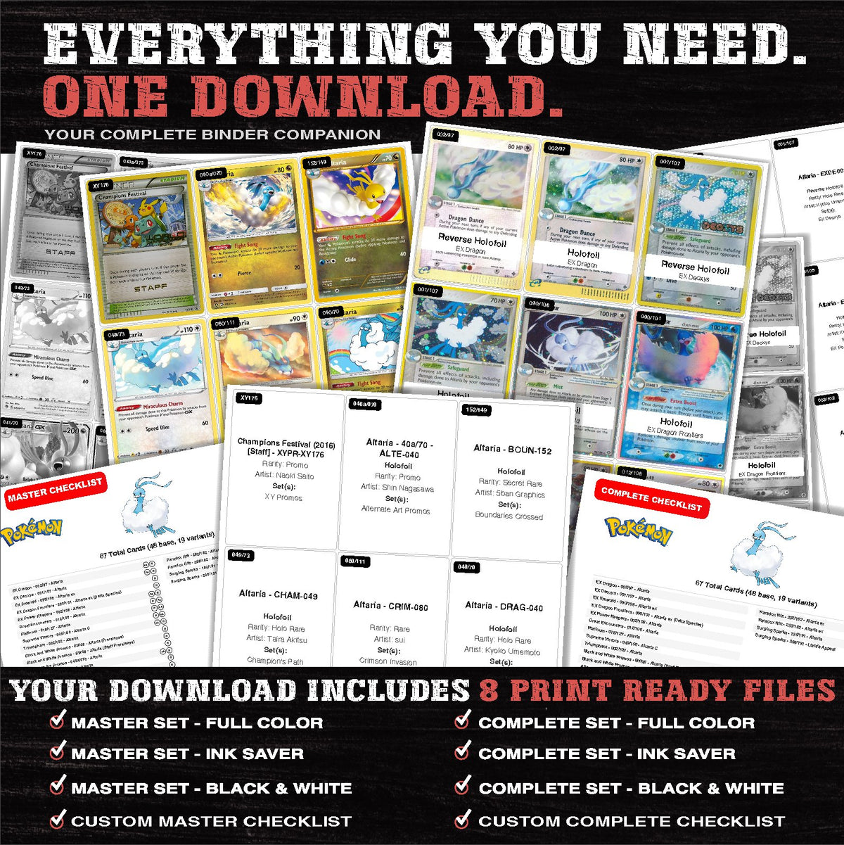 Everything included in the Altaria master set download - 8 PDF files