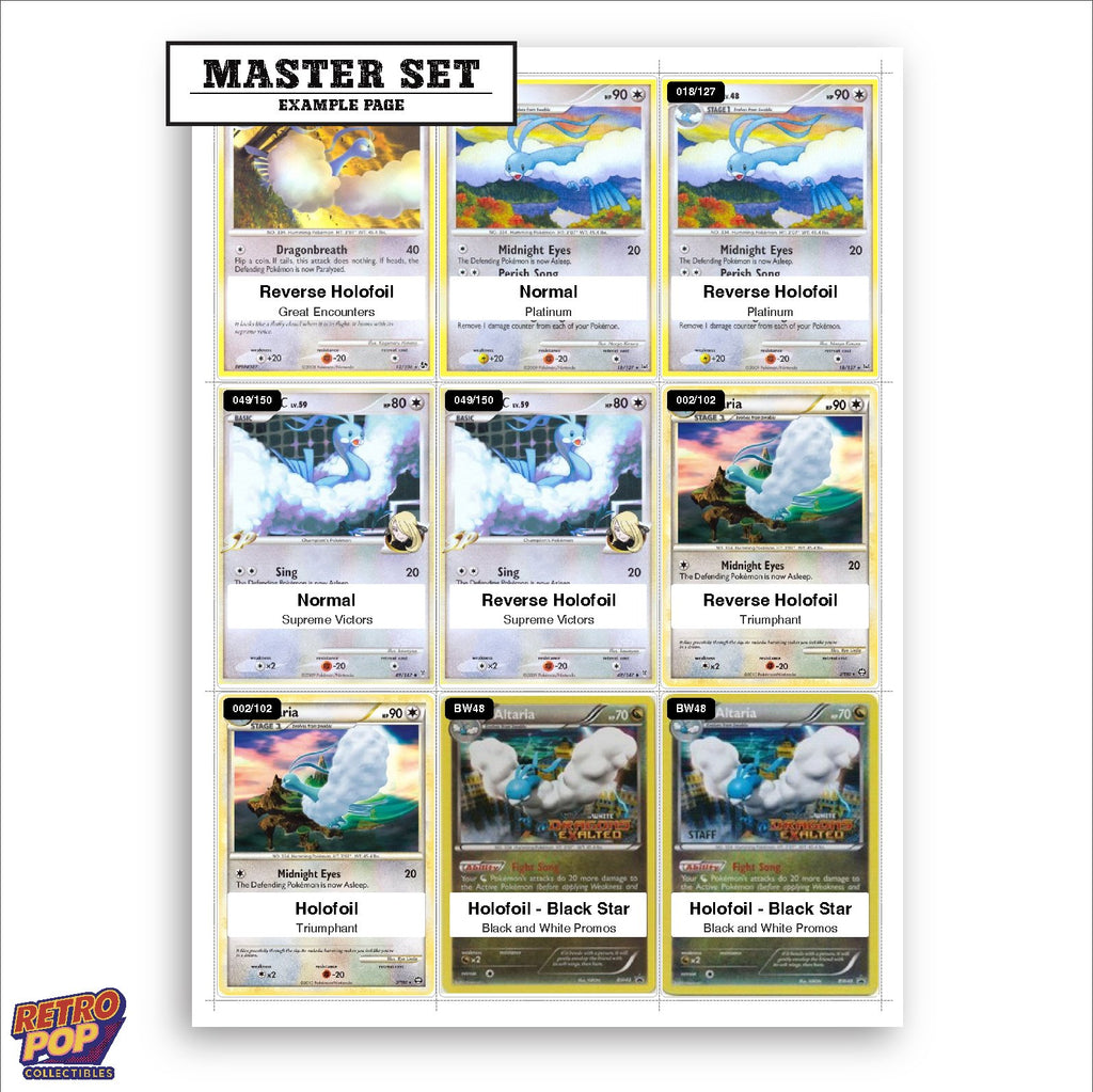 Printed Altaria Pokemon placeholders in binder - real photo 1
