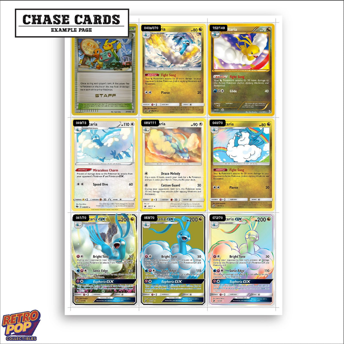 Printed Altaria Pokemon placeholders in binder - real photo 2