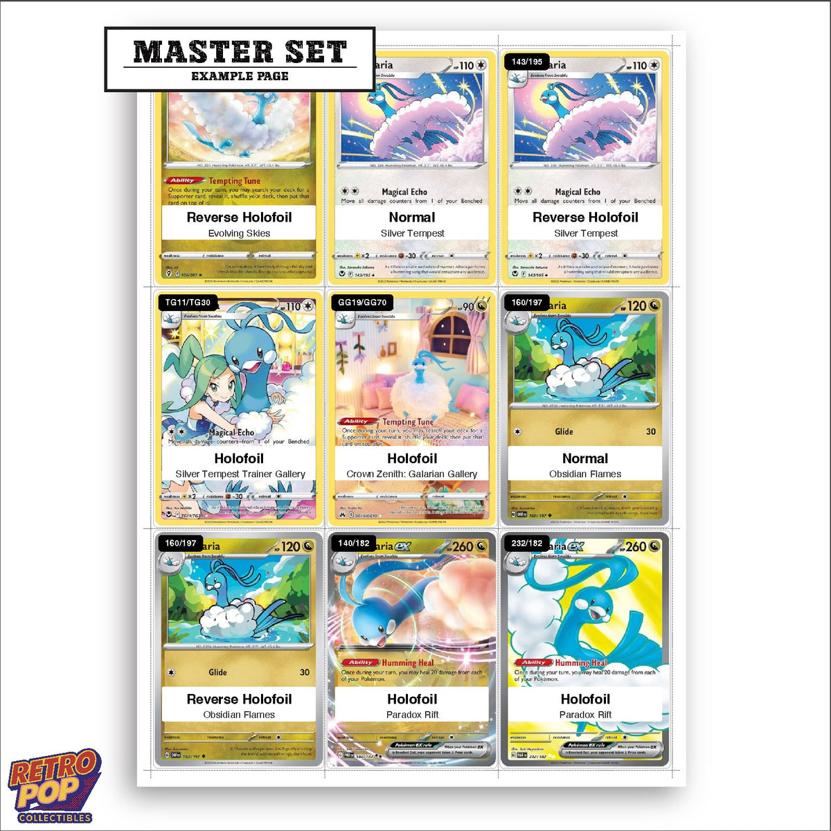 Printed Altaria Pokemon placeholders in binder - real photo 3
