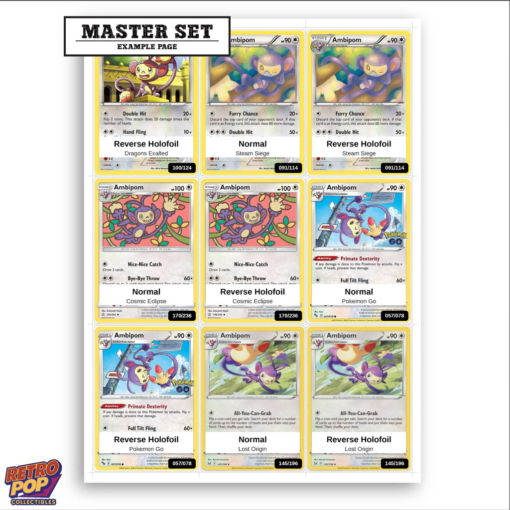 Printed Ambipom Pokemon placeholders in binder - real photo 3