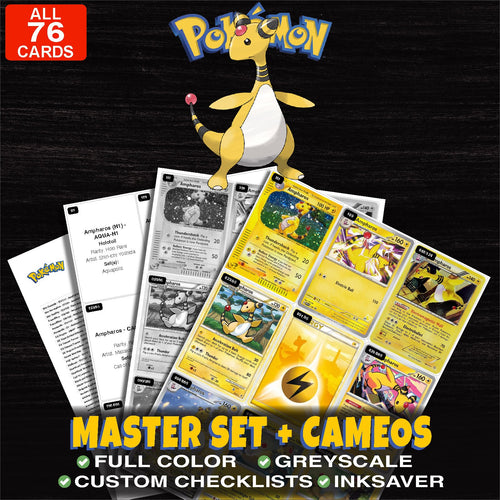 Every Ampharos Pokemon card ever made - master set binder placeholders with Ampharos ex