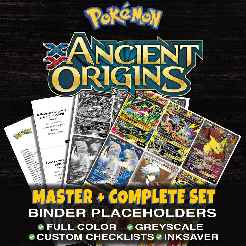 Ancient Origins Pokemon binder placeholders printable PDF - includes M Rayquaza EX (Shiny Full Art)