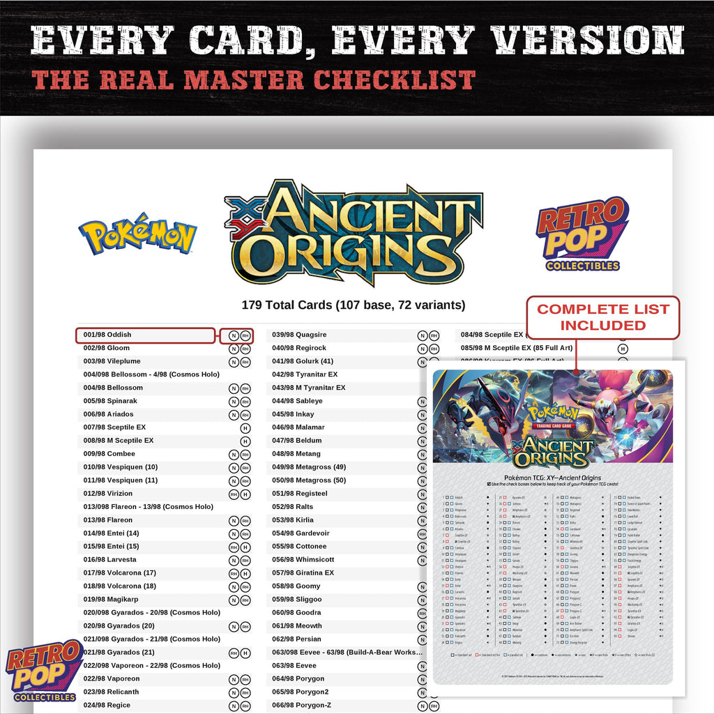 Ancient Origins Pokemon card checklist PDF preview