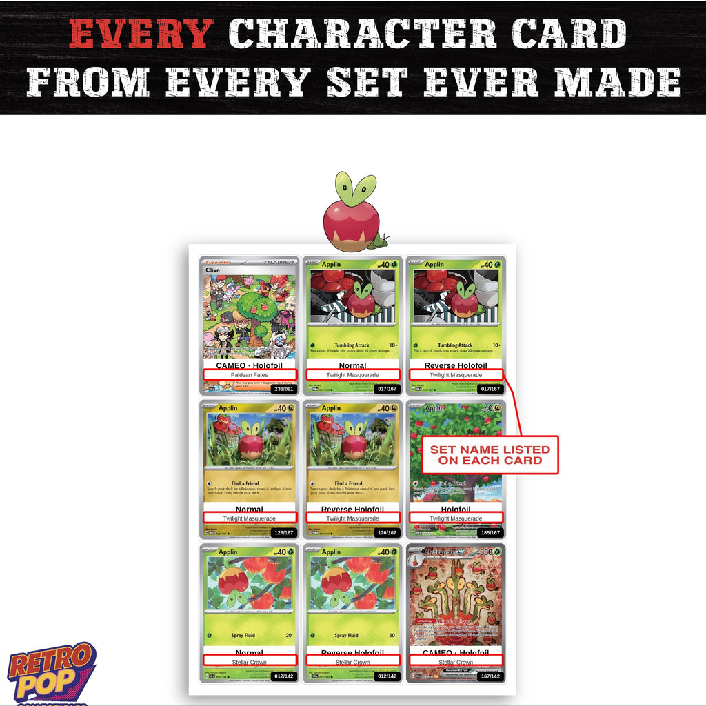 Applin card collection preview - every set Applin appears in