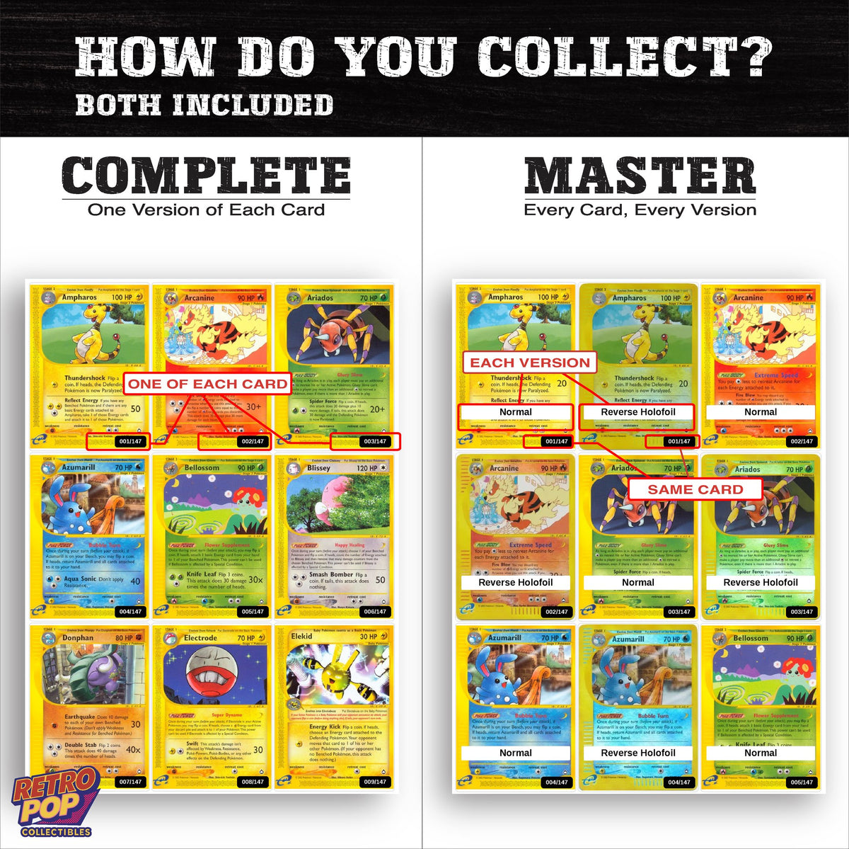 Complete Set vs Master Set versions of Aquapolis binder placeholders