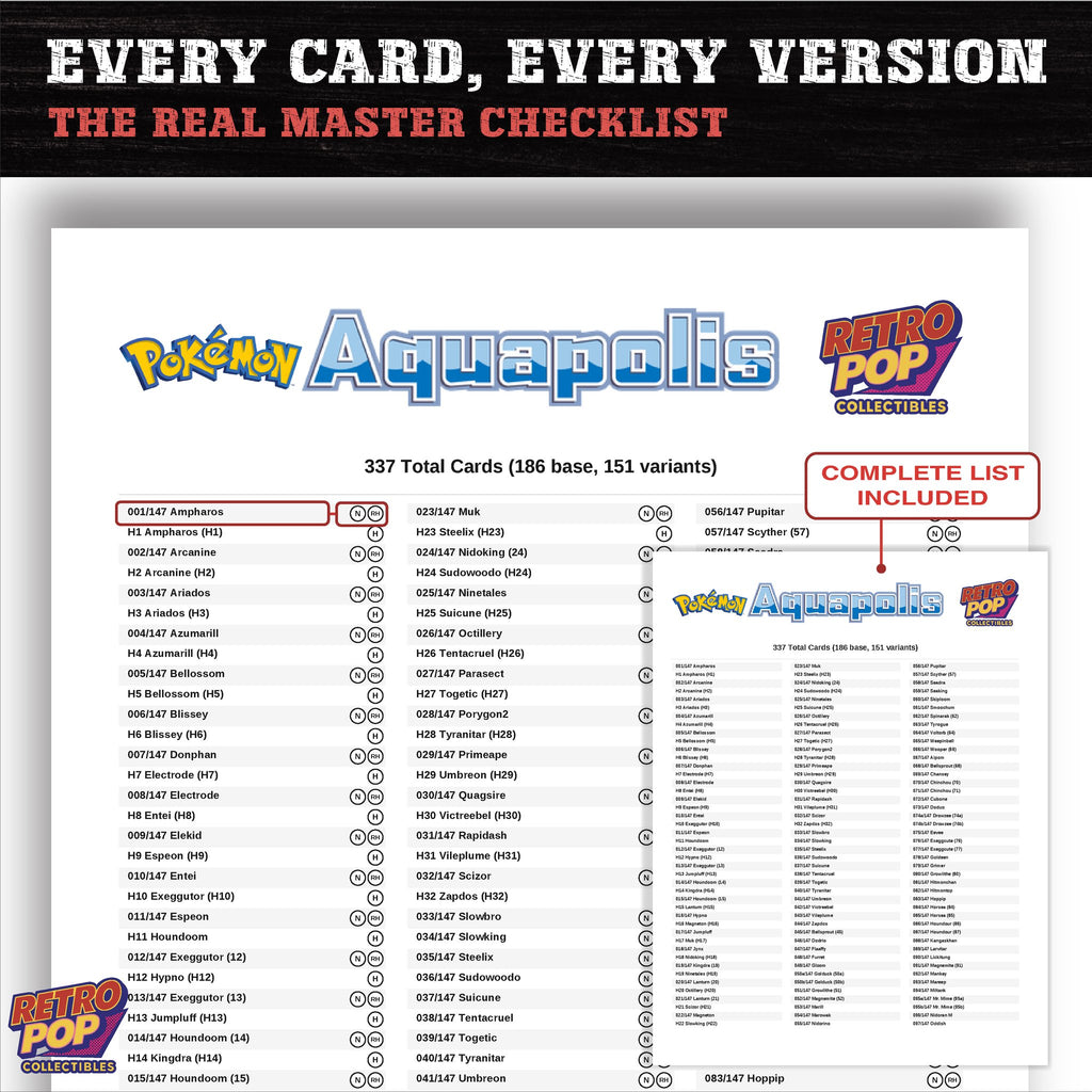 Aquapolis Pokemon card checklist PDF preview
