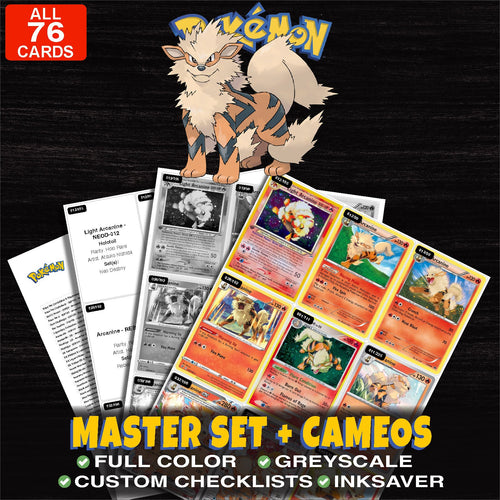 Every Arcanine Pokemon card ever made - master set binder placeholders with Arcanine ex