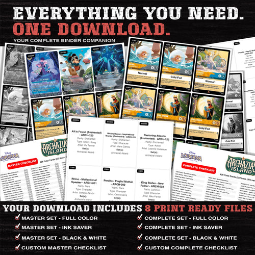 Everything included in the Archazia's Island Lorcana placeholder download - 8 PDF files