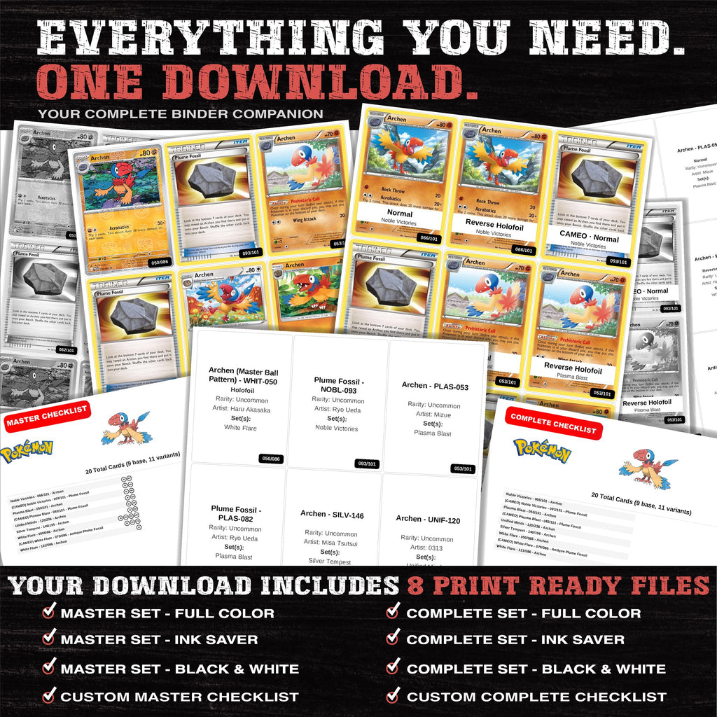 Everything included in the Archen master set download - 8 PDF files