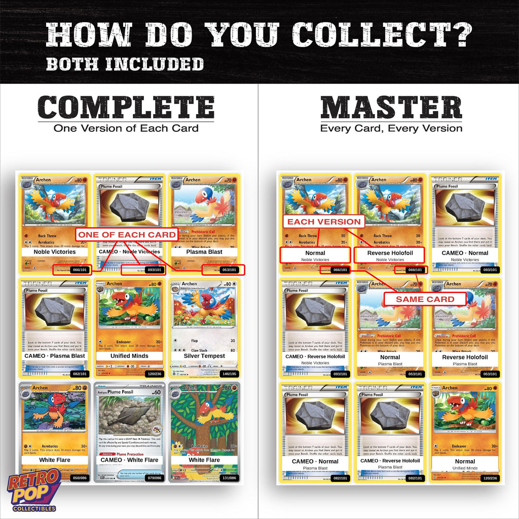 Complete Set vs Master Set versions of the Archen binder placeholders