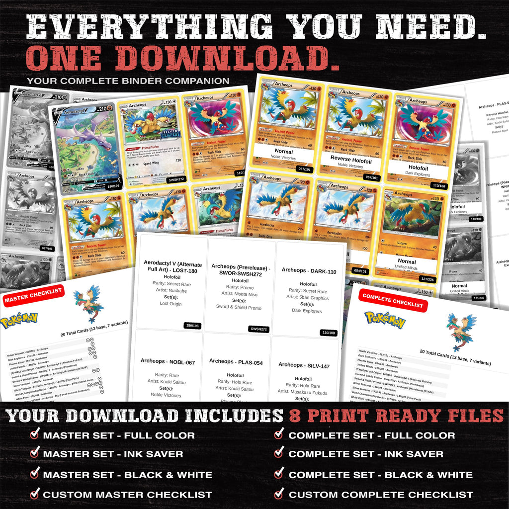 Everything included in the Archeops master set download - 8 PDF files