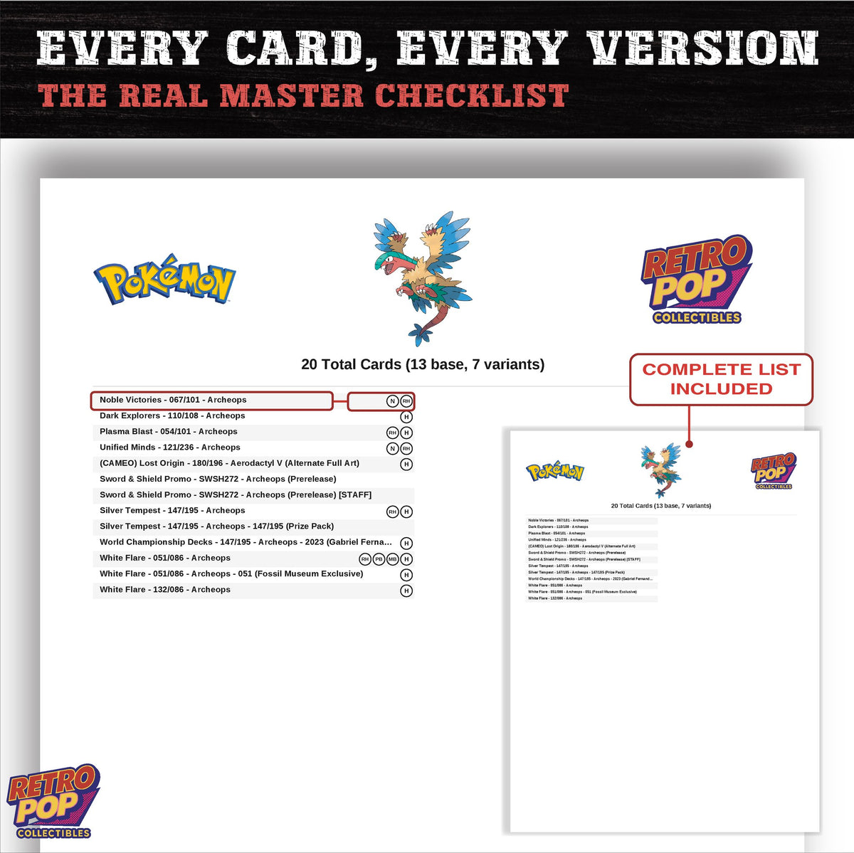 Archeops master set checklist PDF preview - every card listed