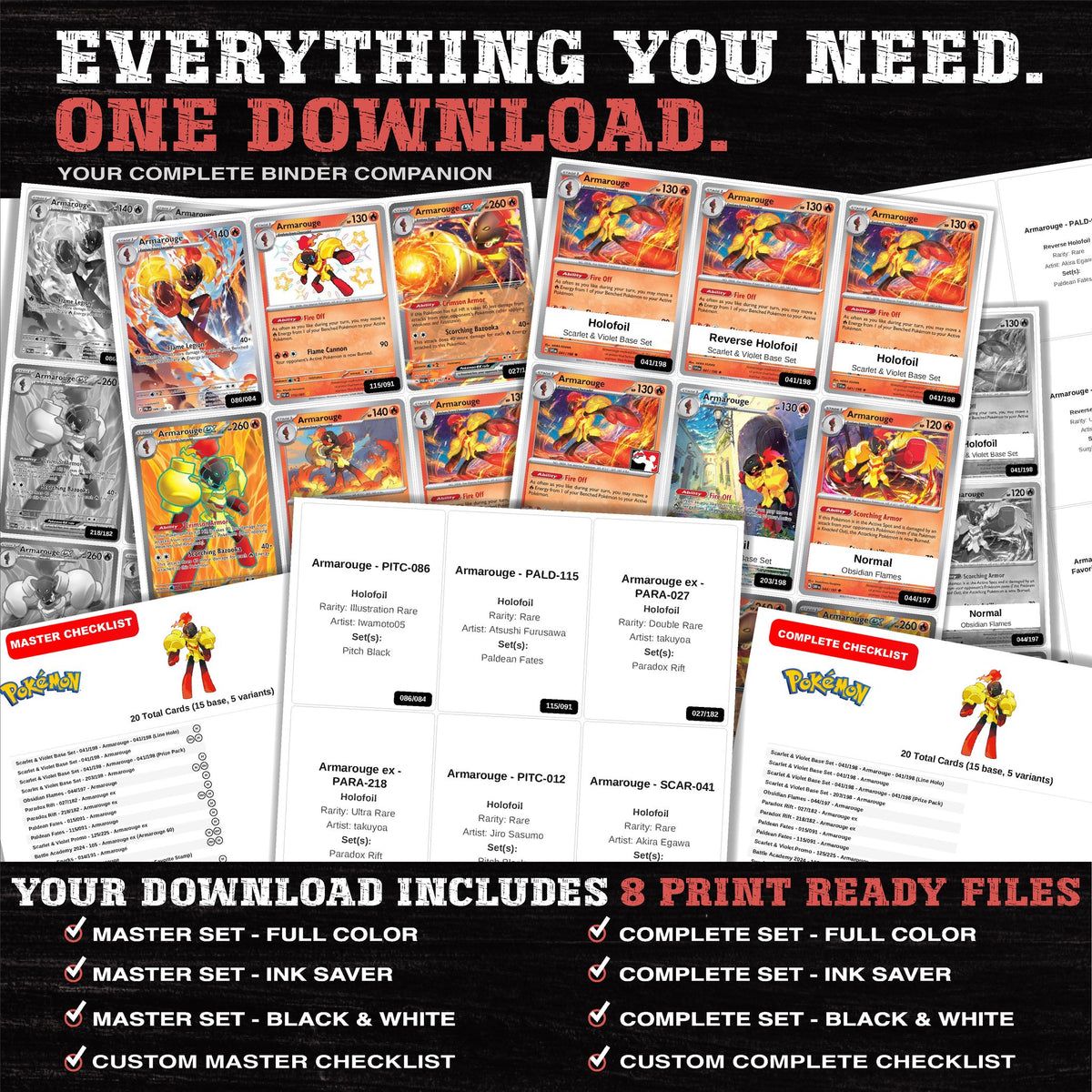 Everything included in the Armarouge master set download - 8 PDF files