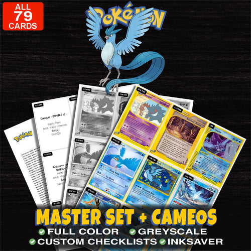 Every Articuno Pokemon card ever made - master set binder placeholders with Rocket's Articuno ex