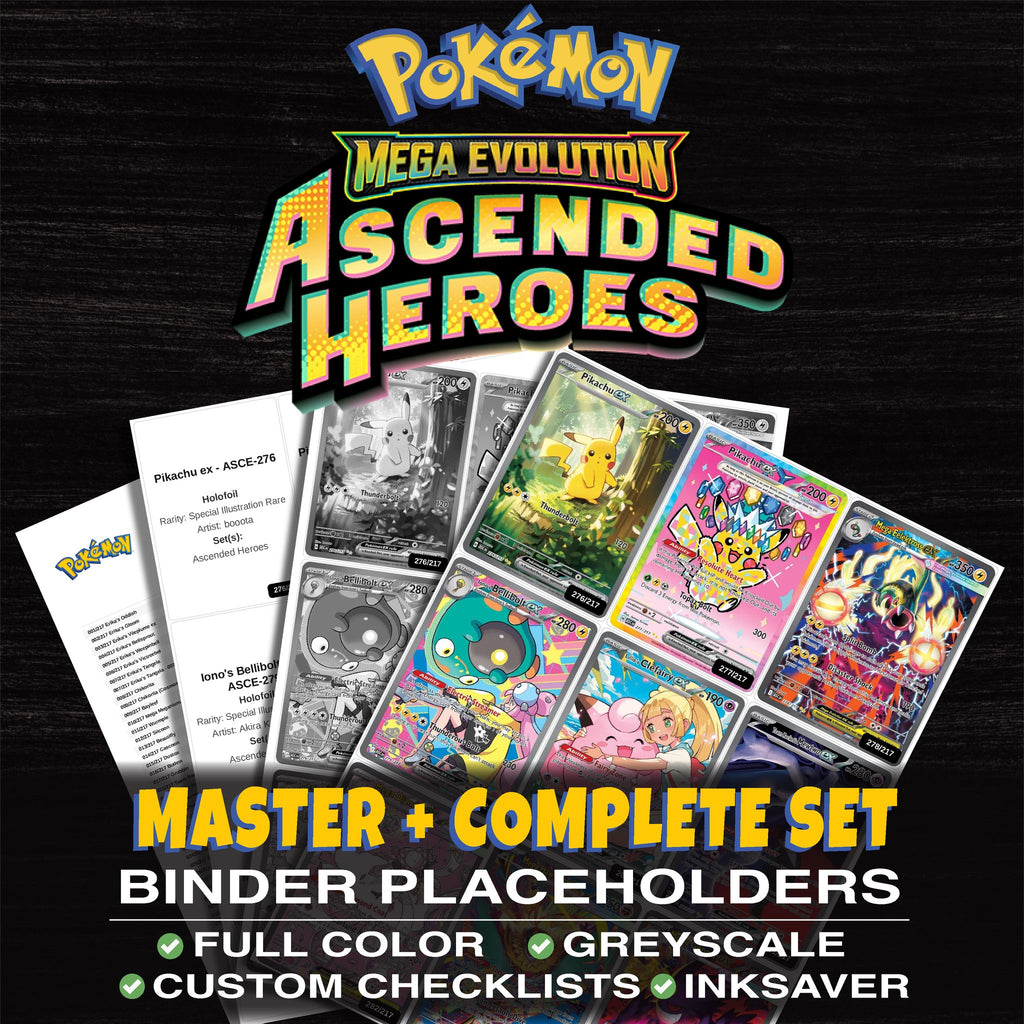 Ascended Heroes Pokemon binder placeholders printable PDF - includes Erika's Oddish