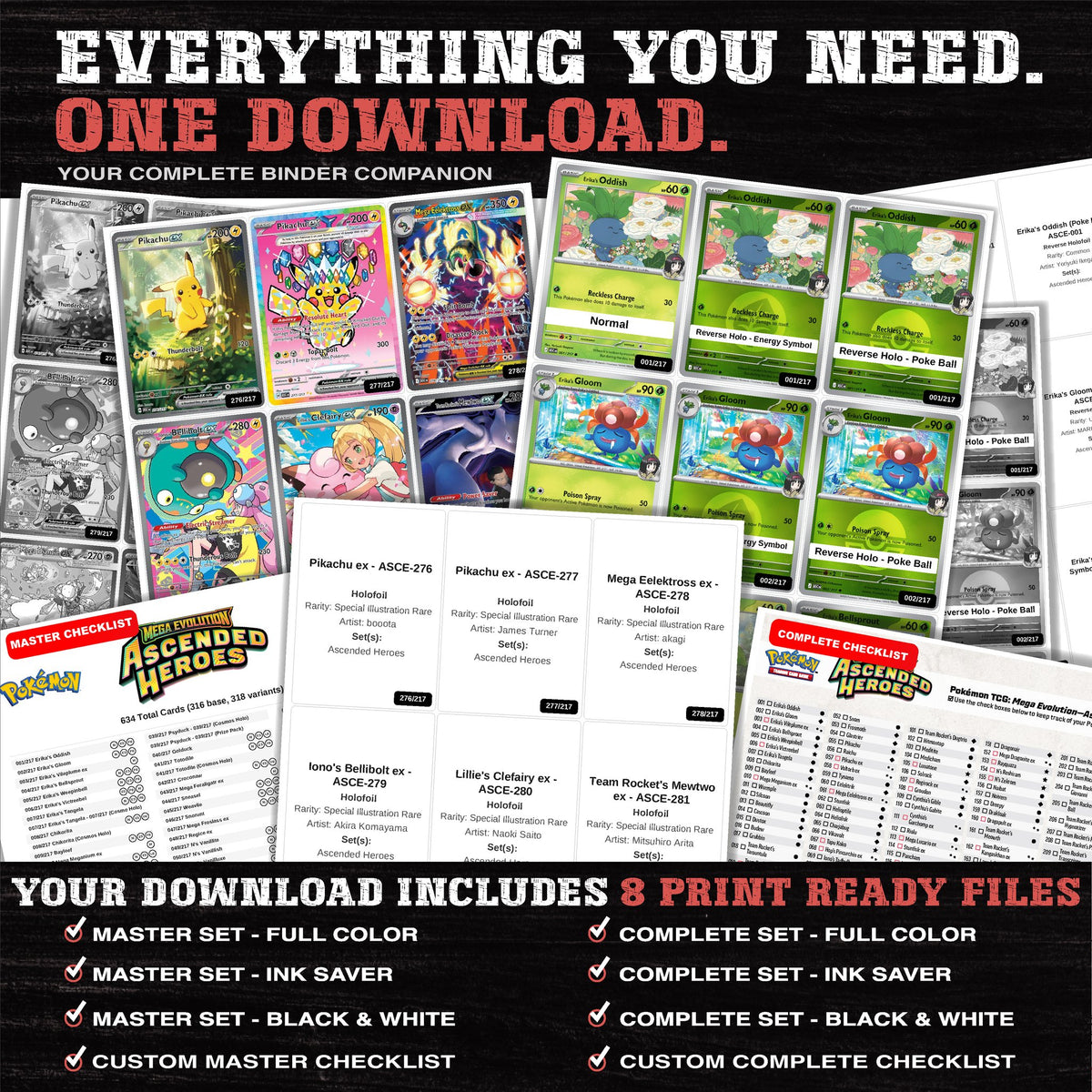 Everything included in the Ascended Heroes placeholder download - 8 PDF files