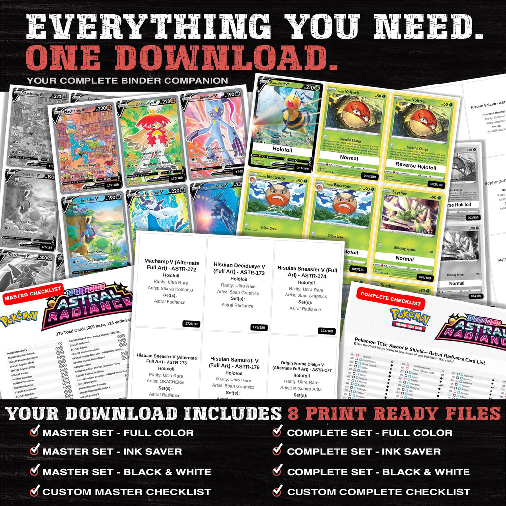 Everything included in the Astral Radiance placeholder download - 8 PDF files