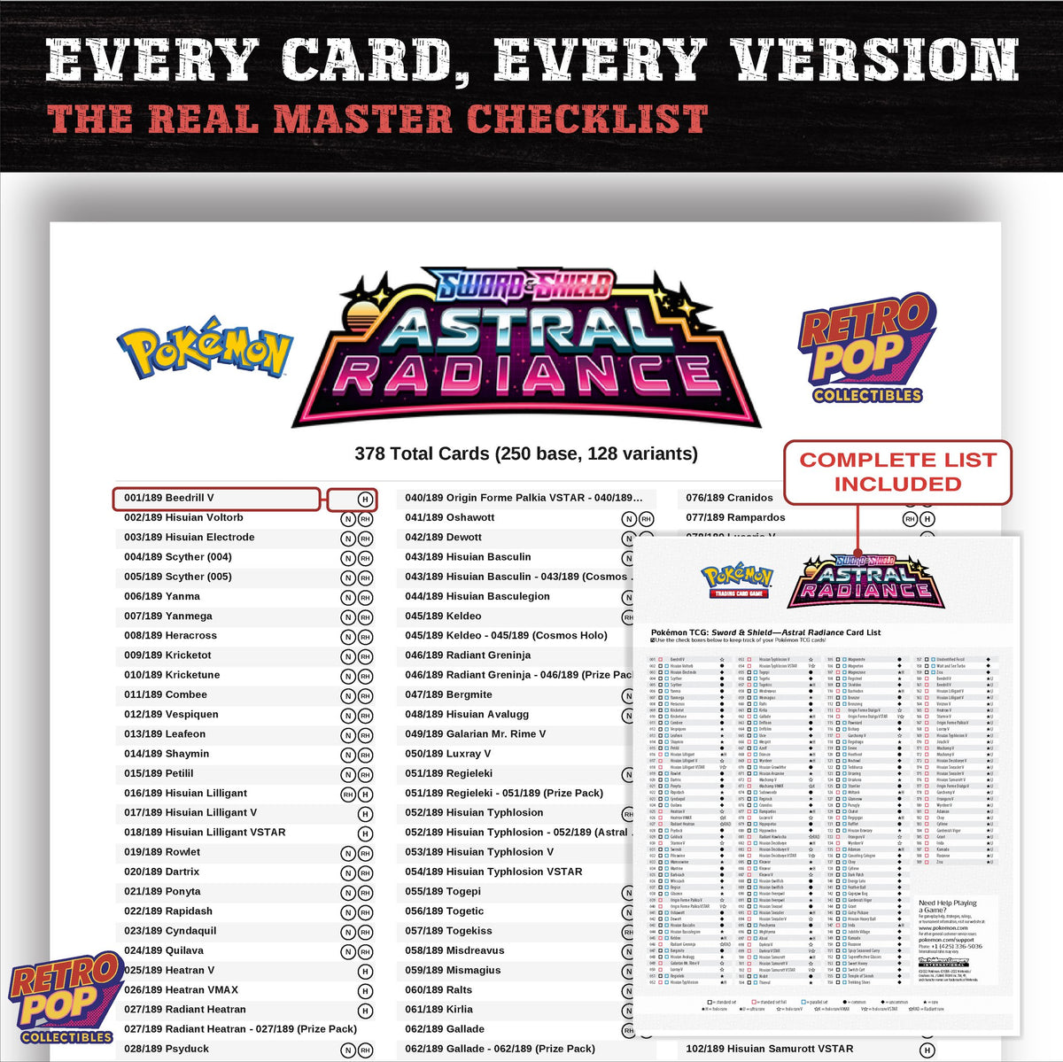Astral Radiance Pokemon card checklist PDF preview