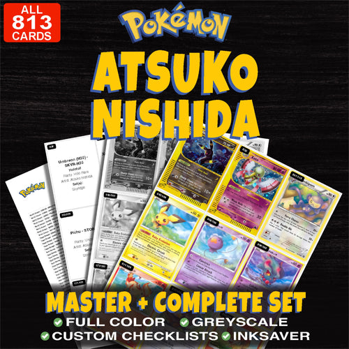 Every Atsuko Nishida Pokemon card ever made - master set binder placeholders with the Skyridge Umbreon H30