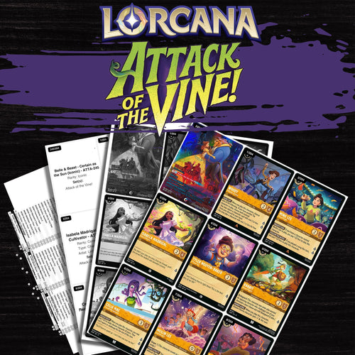 Attack of the Vine! Disney Lorcana binder placeholders printable PDF - includes Belle & Beast
