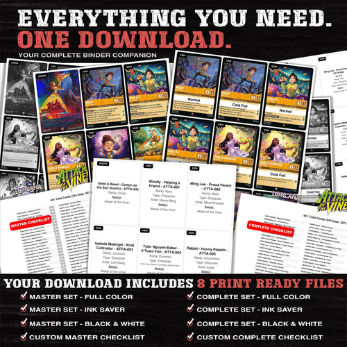 Everything included in the Attack of the Vine! Lorcana placeholder download - 8 PDF files