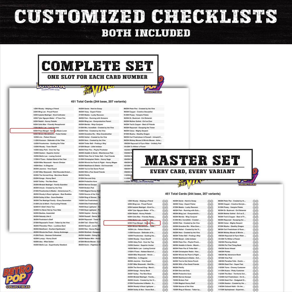 Attack of the Vine! Disney Lorcana card checklist PDF preview