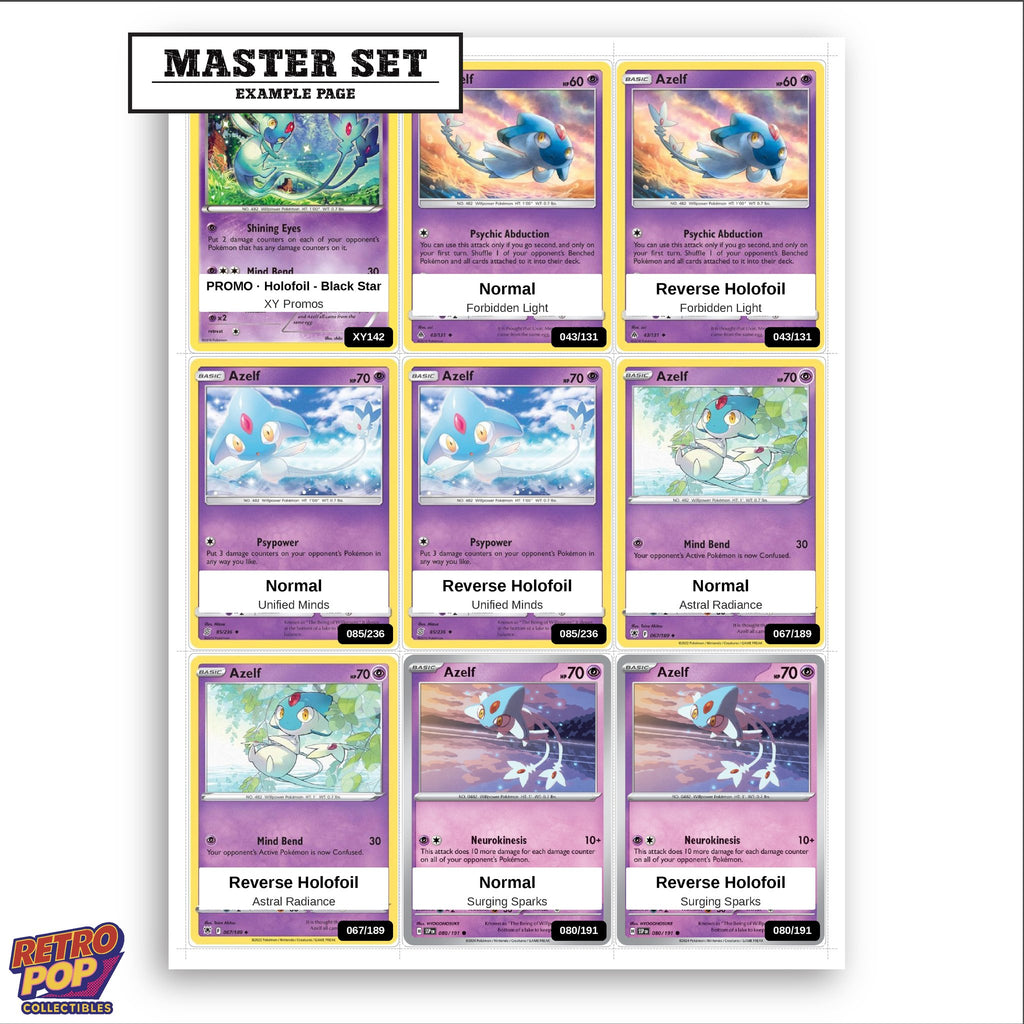 Printed Azelf Pokemon placeholders in binder - real photo 3
