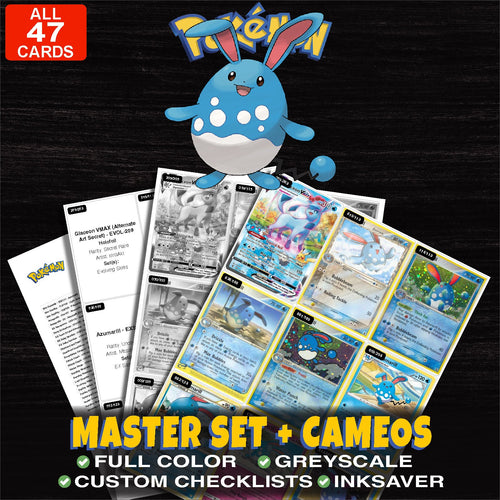 Every Azumarill Pokemon card ever made - master set binder placeholders with Light Azumarill