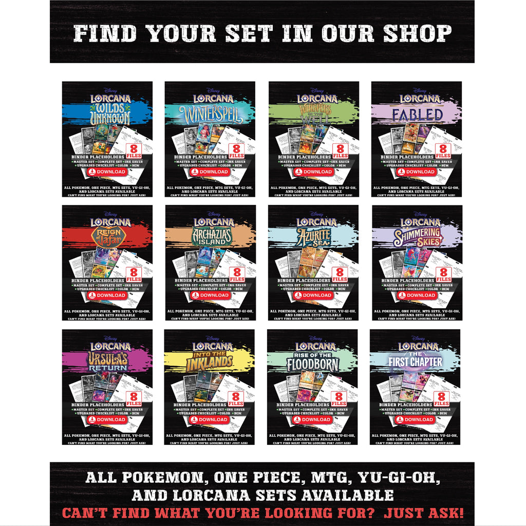 All Disney Lorcana sets available as binder placeholders