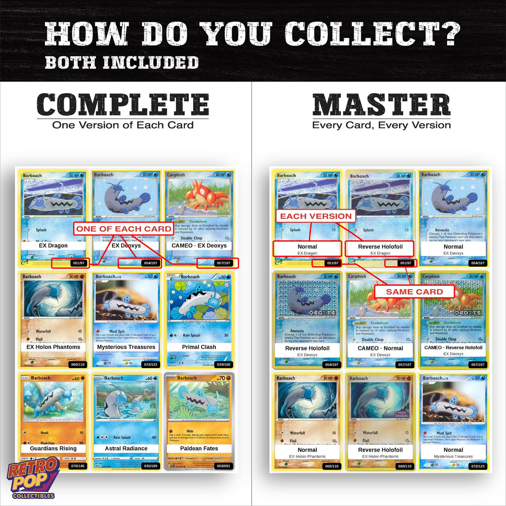 Complete Set vs Master Set versions of the Barboach binder placeholders