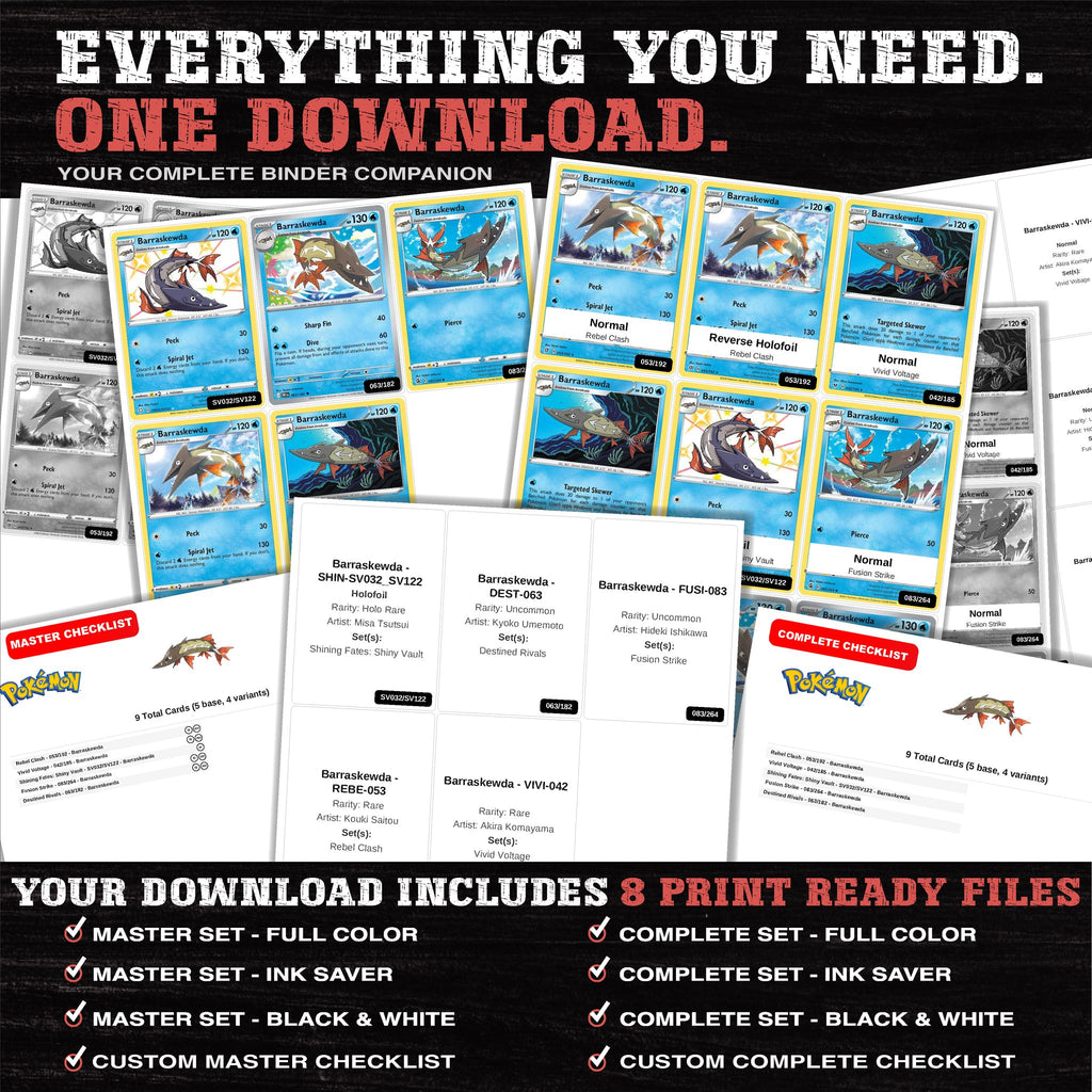 Everything included in the Barraskewda master set download - 8 PDF files