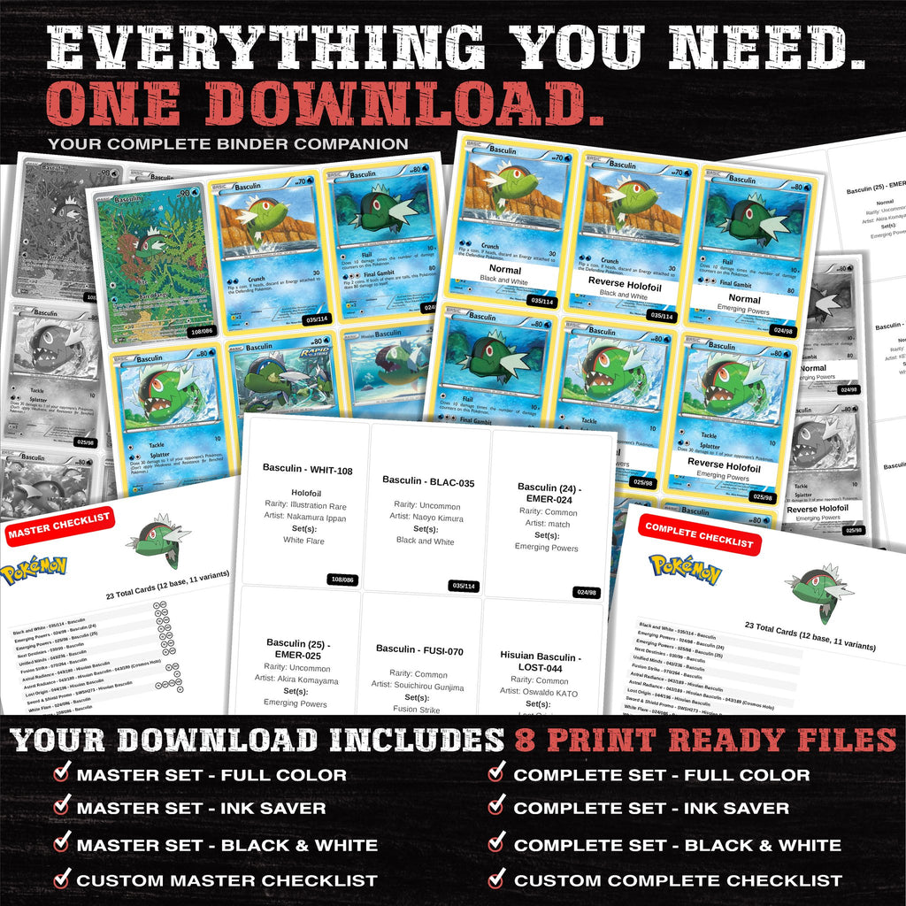 Everything included in the Basculin master set download - 8 PDF files