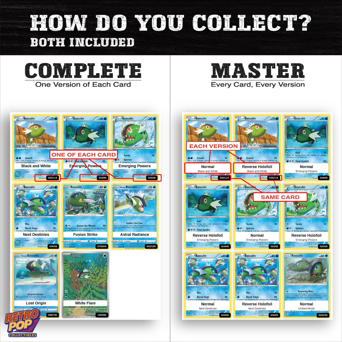 Complete Set vs Master Set versions of the Basculin binder placeholders
