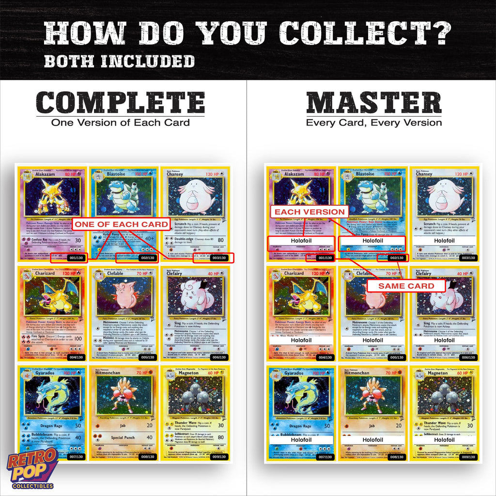 Complete Set vs Master Set versions of Base Set 2 binder placeholders