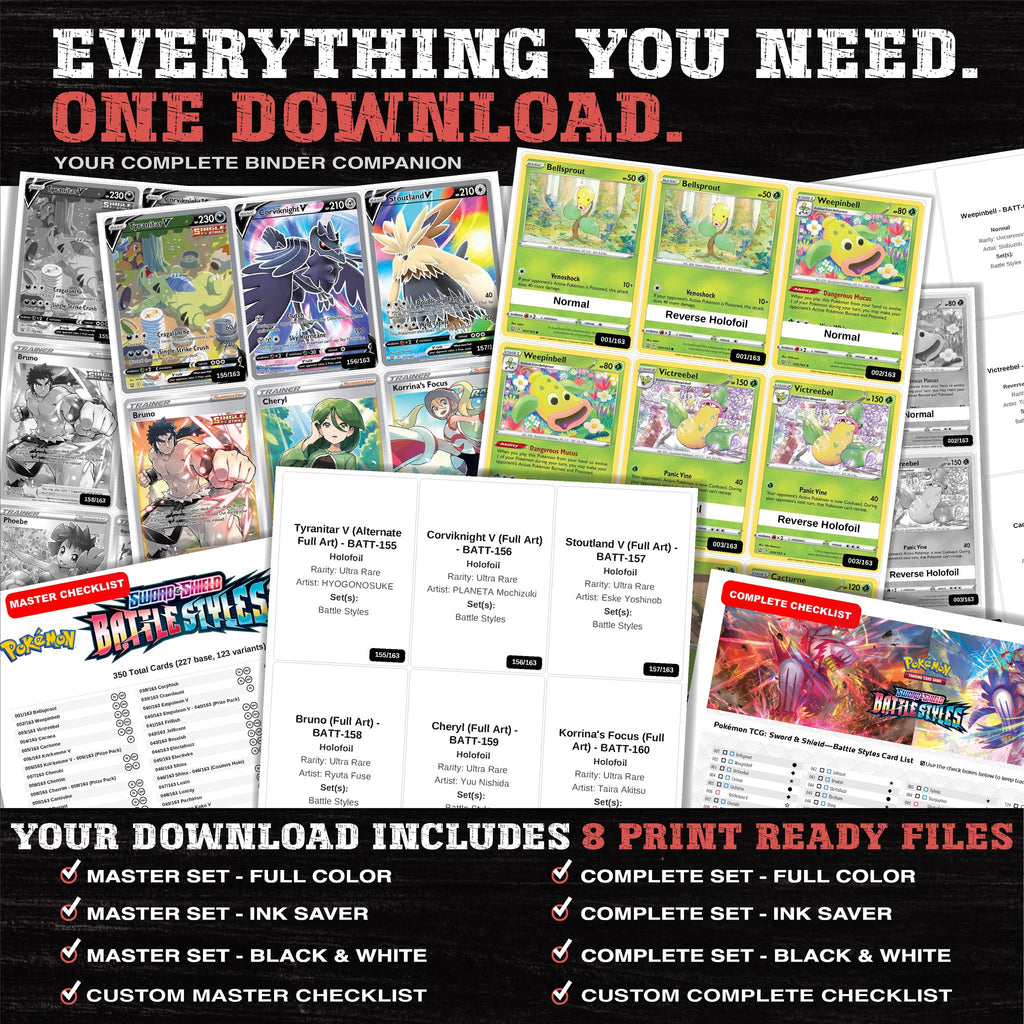 Everything included in the Battle Styles placeholder download - 8 PDF files