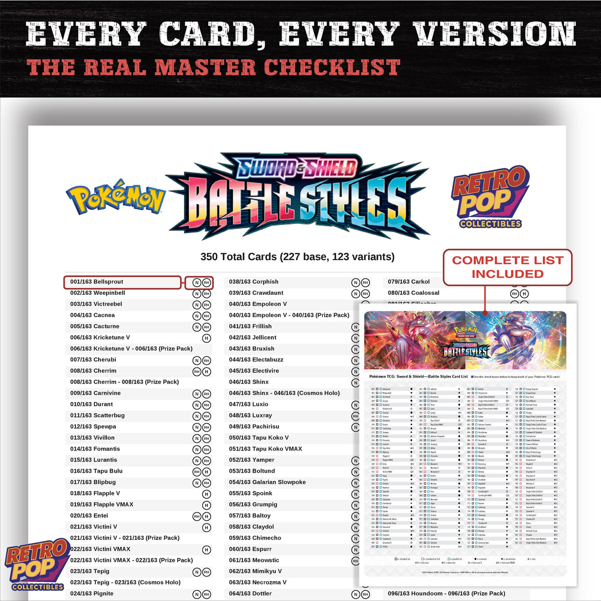 Battle Styles Pokemon card checklist PDF preview
