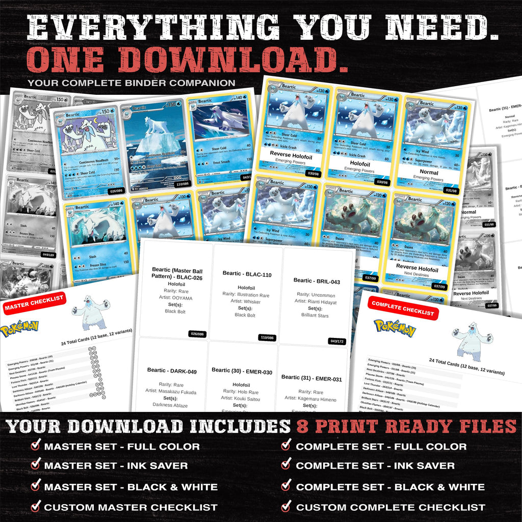 Everything included in the Beartic master set download - 8 PDF files