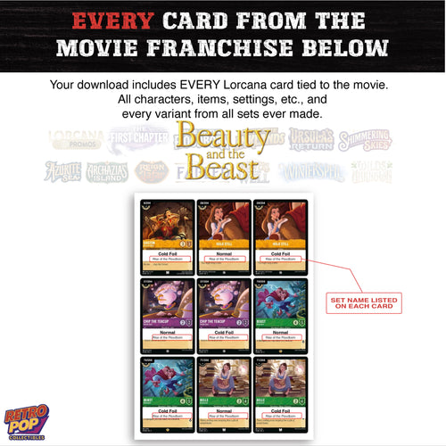 Beauty and the Beast Disney Lorcana binder placeholders printable PDF - image 2