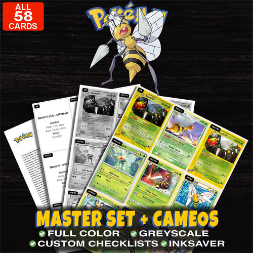 Every Beedrill Pokemon card ever made - master set binder placeholders with Koga's Beedrill