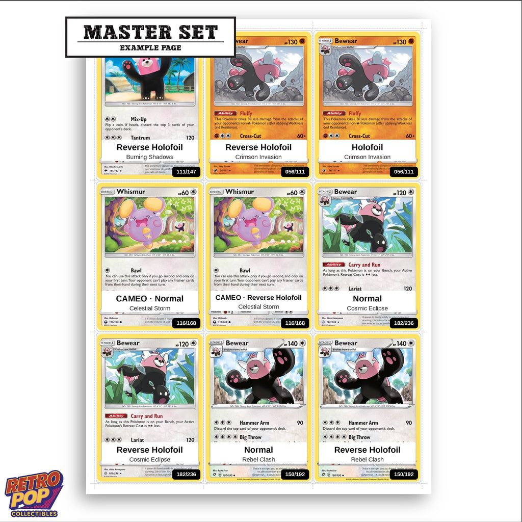 Printed Bewear Pokemon placeholders in binder - real photo 3