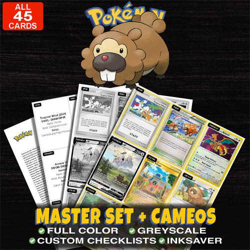 Every Bidoof Pokemon card ever made - master set binder placeholders with Special Delivery Bidoof